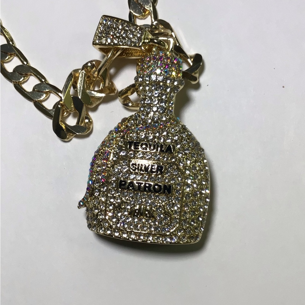 chunky chain with tequila bottle pendant